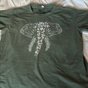 Olive Green Elephant Graphic Tee